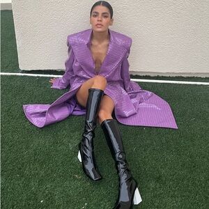 Manu Atelier x Rotate Birger Christensen black patent boots